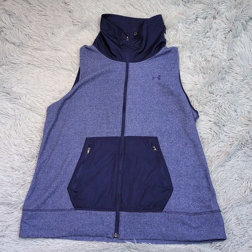 Under Armour Vest Womens XL Purple Lightweight Cold Gear Gorpcore Zip Pockets